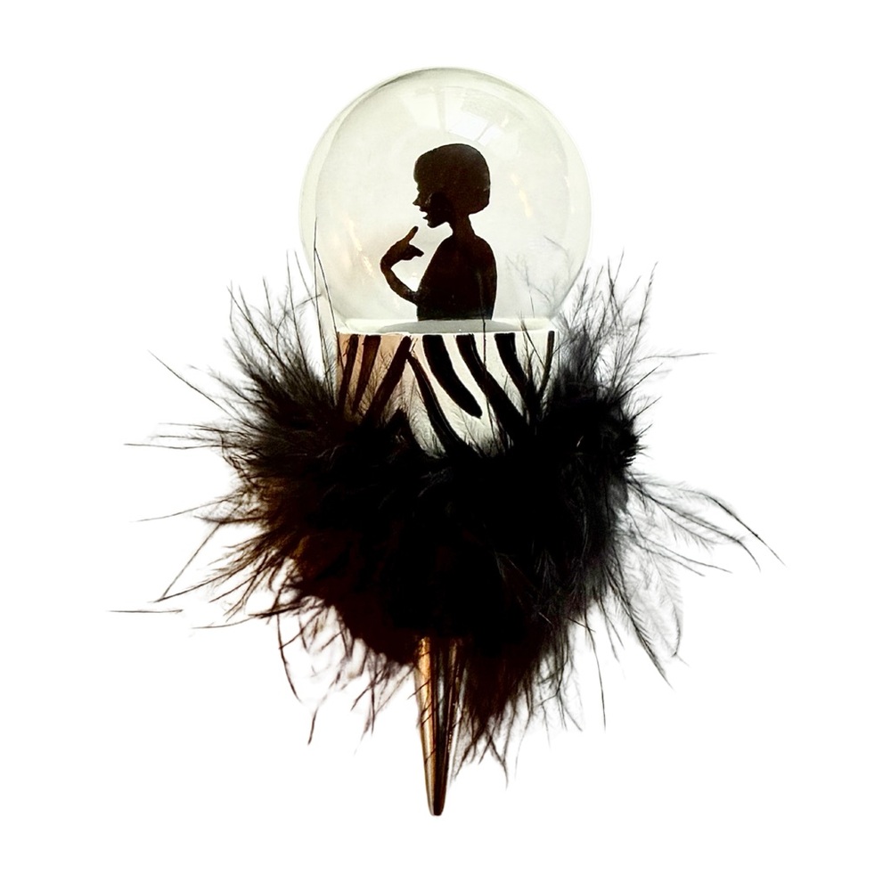 Black Feathered Flapper Silhouette Bottle Stopper